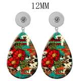 10 styles Cactus Piglet pattern  Acrylic Painted Water Drop earrings fit 12MM Snaps button jewelry wholesale