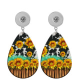 10 styles sunflower Flower  Acrylic Painted Water Drop earrings fit 20MM Snaps button jewelry wholesale