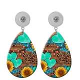 10 styles Butterfly Flower  sunflower  Acrylic Painted Water Drop earrings fit 20MM Snaps button jewelry wholesale