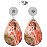 10 styles Colorful pattern   Acrylic Painted Water Drop earrings fit 12MM Snaps button jewelry wholesale