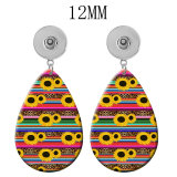 10 styles Flower happy easter Leopard Pattern  Acrylic Painted Water Drop earrings fit 12MM Snaps button jewelry wholesale