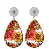 10 styles Sunflower Flag pattern  Acrylic Painted Water Drop earrings fit 20MM Snaps button jewelry wholesale