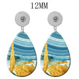 10 styles Pretty  Marble pattern  Acrylic Painted Water Drop earrings fit 12MM Snaps button jewelry wholesale