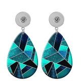 10 styles Green Geometric pattern Acrylic Painted Water Drop earrings fit 20MM Snaps button jewelry wholesale