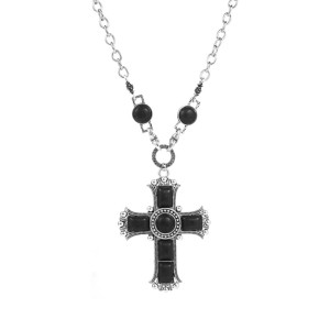Cross alloy turquoise pendant necklace