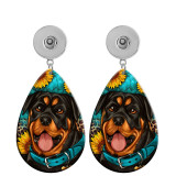 10 styles Dog pattern  Acrylic Painted Water Drop earrings fit 20MM Snaps button jewelry wholesale
