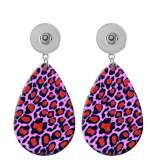 10 styles Leopard Pattern  Acrylic Painted Water Drop earrings fit 20MM Snaps button jewelry wholesale