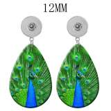 10 styles Butterfly pattern peacock  Acrylic Painted Water Drop earrings fit 12MM Snaps button jewelry wholesale