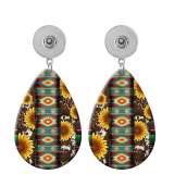 10 styles sunflower Leopard Pattern  Acrylic Painted Water Drop earrings fit 20MM Snaps button jewelry wholesale