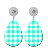 10 styles Checkered pattern  Acrylic Painted Water Drop earrings fit 20MM Snaps button jewelry wholesale