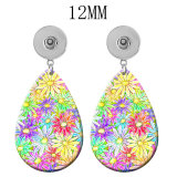 10 styles Flower Butterfly  Acrylic Painted Water Drop earrings fit 12MM Snaps button jewelry wholesale