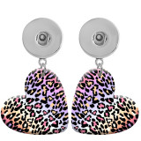 10 styles love resin Leopard pattern  Painted Heart earrings fit 20MM Snaps button jewelry wholesale