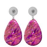 10 styles Pink Art patterns  Acrylic Painted Water Drop earrings fit 20MM Snaps button jewelry wholesale