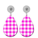 10 styles Checkered pattern  Acrylic Painted Water Drop earrings fit 20MM Snaps button jewelry wholesale