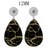 10 styles Marble pattern  Acrylic Painted Water Drop earrings fit 12MM Snaps button jewelry wholesale