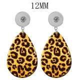 10 styles Leopard Pattern  Acrylic Painted Water Drop earrings fit 12MM Snaps button jewelry wholesale