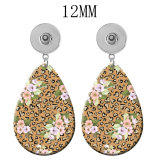 10 styles Leopard Pattern  Acrylic Painted Water Drop earrings fit 12MM Snaps button jewelry wholesale