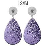 10 styles color  Pretty pattern Acrylic Painted Water Drop earrings fit 12MM Snaps button jewelry wholesale