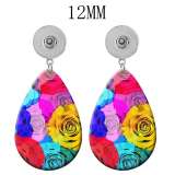 10 styles Pretty  Flower Acrylic Painted Water Drop earrings fit 12MM Snaps button jewelry wholesale