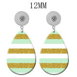 10 styles love Geometric pattern  Acrylic Painted Water Drop earrings fit 12MM Snaps button jewelry wholesale