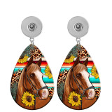 10 styles Dog Horse pattern Acrylic Painted Water Drop earrings fit 20MM Snaps button jewelry wholesale