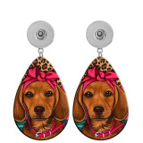 10 styles Dog Horse pattern Acrylic Painted Water Drop earrings fit 20MM Snaps button jewelry wholesale