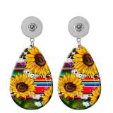 10 styles Flower sunflower Leopard Pattern  Acrylic Painted Water Drop earrings fit 20MM Snaps button jewelry wholesale
