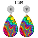 10 styles Flower Pretty pattern  Acrylic Painted Water Drop earrings fit 12MM Snaps button jewelry wholesale