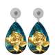 10 styles color  Flower pattern  Acrylic Painted Water Drop earrings fit 20MM Snaps button jewelry wholesale