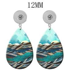 10 styles pattern  Acrylic Painted Water Drop earrings fit 12MM Snaps button jewelry wholesale