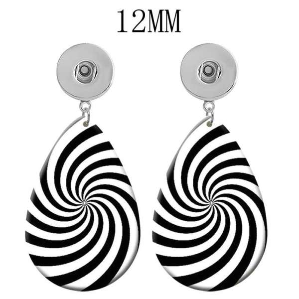 10 styles Pretty Checkered pattern  Acrylic Painted Water Drop earrings fit 12MM Snaps button jewelry wholesale