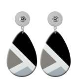 10 styles Gray geometric pattern  Acrylic Painted Water Drop earrings fit 20MM Snaps button jewelry wholesale