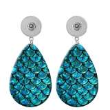 10 styles Colored Fish Scale Pattern  Acrylic Painted Water Drop earrings fit 20MM Snaps button jewelry wholesale