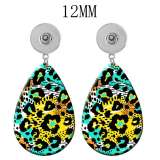 10 styles Leopard Pattern  Acrylic Painted Water Drop earrings fit 12MM Snaps button jewelry wholesale