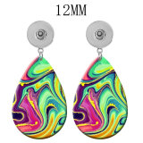 10 styles Colorful Pretty pattern  Acrylic Painted Water Drop earrings fit 12MM Snaps button jewelry wholesale