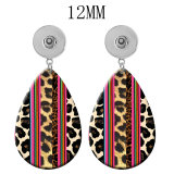 10 styles Flower happy easter Leopard Pattern  Acrylic Painted Water Drop earrings fit 12MM Snaps button jewelry wholesale