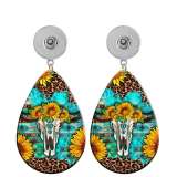 10 styles west cowboy  Flower Leopard Pattern  Acrylic Painted Water Drop earrings fit 20MM Snaps button jewelry wholesale