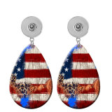 10 styles USA Flag national style pattern  Acrylic Painted Water Drop earrings fit 20MM Snaps button jewelry wholesale