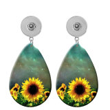 10 styles sunflower love  Acrylic Painted Water Drop earrings fit 20MM Snaps button jewelry wholesale