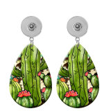 10 styles cactus Tiger pig  Acrylic Painted Water Drop earrings fit 20MM Snaps button jewelry wholesale