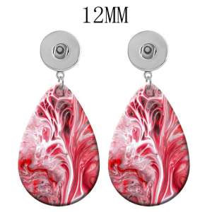 10 styles Colorful pattern   Acrylic Painted Water Drop earrings fit 12MM Snaps button jewelry wholesale