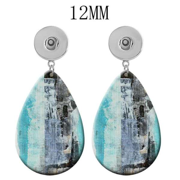 10 styles  pattern  Acrylic Painted Water Drop earrings fit 12MM Snaps button jewelry wholesale