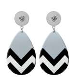10 styles Gray geometric pattern  Acrylic Painted Water Drop earrings fit 20MM Snaps button jewelry wholesale