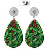 10 styles Christmas Deer snowflake  Acrylic Painted Water Drop earrings fit 12MM Snaps button jewelry wholesale