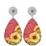 10 styles color  Flower pattern  Acrylic Painted Water Drop earrings fit 20MM Snaps button jewelry wholesale