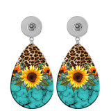 10 styles Pretty  sunflower pattern  Acrylic Painted Water Drop earrings fit 20MM Snaps button jewelry wholesale