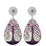 10 styles tree of life  Acrylic Painted Water Drop earrings fit 20MM Snaps button jewelry wholesale