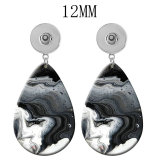 10 styles color Marble pattern  Acrylic Painted Water Drop earrings fit 12MM Snaps button jewelry wholesale
