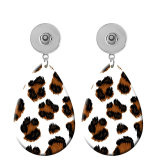 10 styles color Leopard Pattern  Acrylic Painted Water Drop earrings fit 20MM Snaps button jewelry wholesale