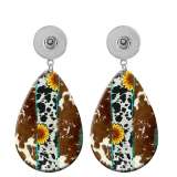 10 styles sunflower Leopard Pattern  Acrylic Painted Water Drop earrings fit 20MM Snaps button jewelry wholesale